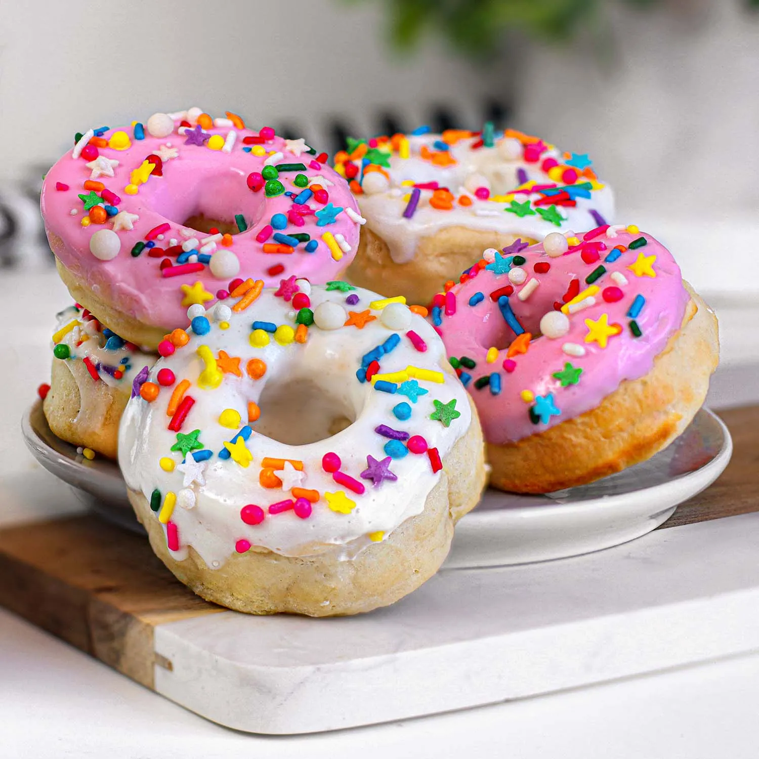 cujuyo book lovers gifts blanket librarian gifts throw blanket 40x50 book club gifts for reading lover bookish literary gifts ideas best bookworm gifts on birthday christmas graduation clickbizhub close up view of glazed air fryer donuts with pink and white icing topped with colorful rainbow sprinkles including jimmies nonpareils and star shaped decorations displayed on a white plate